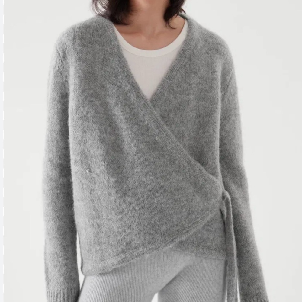 COS alpaca blend wrapover cardigan